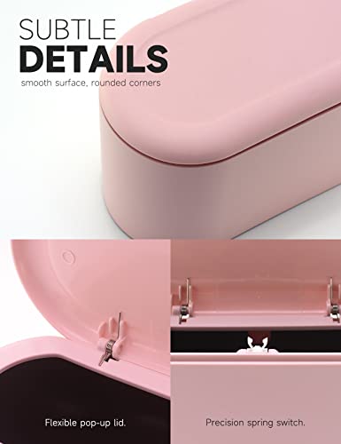 Mini Trash Can with Lid Removable Small Garbage Can, Tiny Plastic Trash Bin, Pop Up Countertop Wastebasket, Counter Garbage Lint Bin for Bathroom,Office,Kitchen,Desk,Coffee Table(Pink) - color: Pink