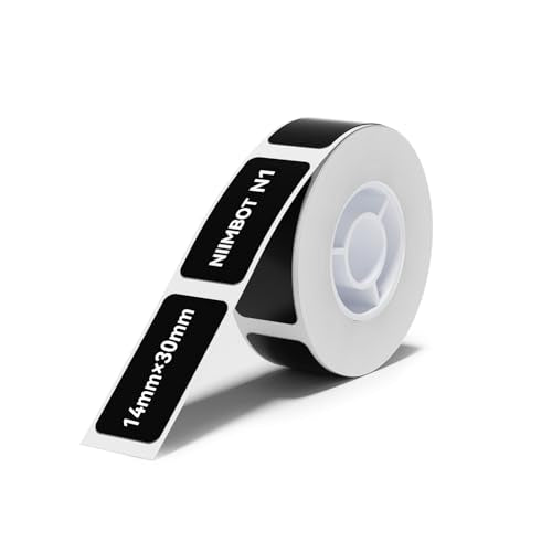 NIIMBOT Thermal Transfer Labels 0.55''x1.18'', for B18/N1 Label Maker, PET Material, Waterproof and High-Temperature Resistance, Long Storage Time, Black(14x30mm-190) - color: 0.55''×1.18''-black