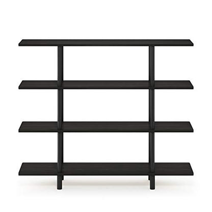 Furinno Turn-N-Tube 4-Tier Wide Display Shelf, Espresso/Black - color: Espresso/Black, style: 4-Tiers