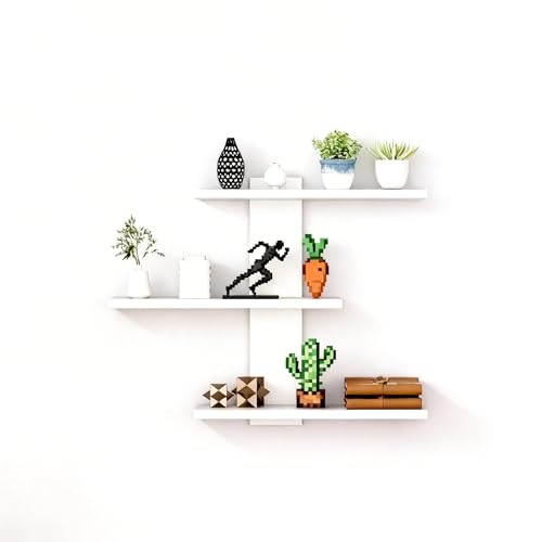 No Drilling 3 Tier Wall Shelf Unit, Versatile Lack Wall Shelf, Wall Hanging Storage Shelves for Kitchen Living Room Bedroom Dorm, Decorative Vertical Shelving Unit, White - color: White, size: 3-Tier (14.6" x10.24" x 2.4")