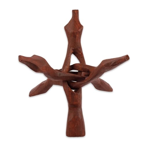 Wish Well Extra Large 8" Wooden Tripod Stand - Hand-Carved Room Decor Holder ~ Ideal for Abalone Shell, Decorative Bowl, Crystal Ball, Sphere, Geode ~ Wood Display Stand & Perfect Crystal Holder - color: 8" Stained (Reddish Brown)