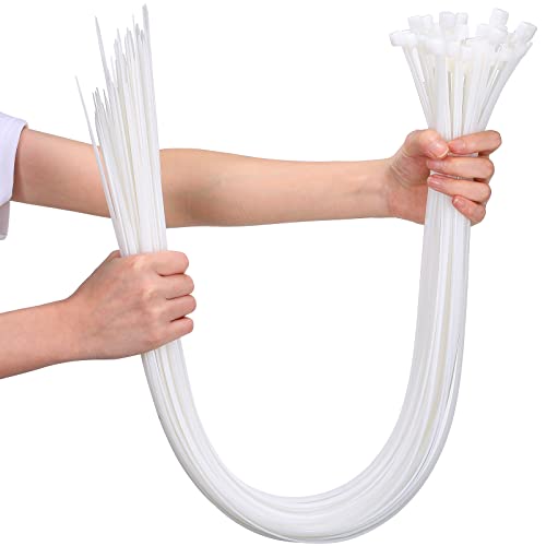 Nuanchu 100 Pcs 36 Inch White Zip Ties Heavy Duty Cable Ties for Indoor and Outdoor Binding Fences, Awnings Tying, Branches Bundling of Crops - color: White, size: 36 Inch