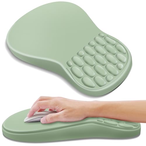 YIWEI Ergonomic Mouse Pad with Wrist Rest - Comfortable Office Mousepad with Memory Foam Wrist Support for Carpal Tunnel Relief, Mouse Pads with Non-Slip Base for Gaming and Home (Green) - color: Green