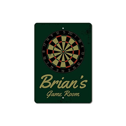Brian's Game Room Personalized Name Aluminum Metal Sign for Man Cave Wall Decor Entertainment Space Hanging Plaque with Pre-Drilled Holes 8x12 Inch - size: 0) 8" x 12" Inches