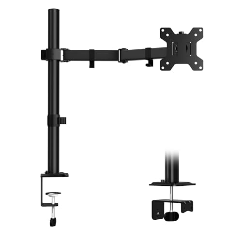 Single Monitor Stand, Arm Monitor Desk Mount for 13" to 27" Screen, Full Adjustable Height, Tilt Swivel Rotate, Holds 22 lbs per Arm, Easy to Install - size: Single Up to 27"