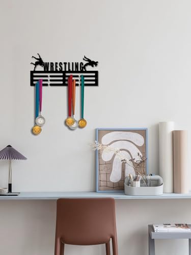 Resama Medal Hanger Holder Display Wall Rack Frame Shelf-Medal Hanger Awards Ribbon Soccer,Gymnastics,Holder Display Rack for 60 Medals - color: Black