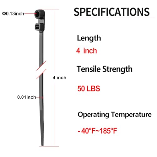 200 PCS 4 inch Black Zip Ties with Screw Hole 50lbs Mountable head Cable Ties Straps Multipurpose Heavy Duty Nylon Cable Zip Ties with Screw Mounting Hole - color: Black, size: 4 Inch (200PCS)