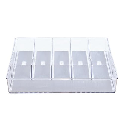 Glad Silverware & Utensil Drawer Organizer - Divided Clear Plastic Storage Tray with 6 Compartments for Kitchen Flatware and Cutlery - BPA Free, Food Safe, Non Slip, 12x15 inches - size: 6-Compartment