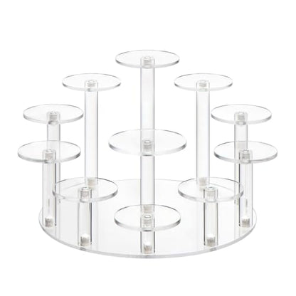 Round Acrylic Jewelry Stand Acrylic Display Riser Stands Dessert Tower Display Tower for Watch,Jewelry,Rings,Earrings,Mini Figurines,Cupcakes(Clear,11Tier) - size: Clear-11 Tier
