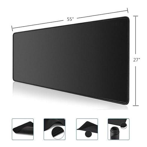 [55" x 27"] Extra-Large Mouse Pads, Gaming mat - Enhance Gaming Experience with The Massive Battle mat, Waterproof, Easy-Clean, and Lint-Free, Desk mat Perfect for PC Game Tables (Black, 4XL) - size: 55" x 27"