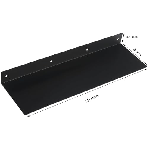 Linear Floating Shelf Wall Mounted Metal Shelves Heavy Duty Industrial Modern Steel Black Linear Metal Wall Shelf Display Shelves for Decorative for Modern Farmhouse Living Room (8"*24") - size: 8"*24"
