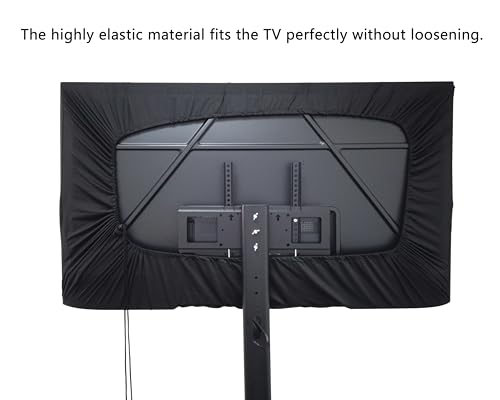 Indoor TV dust cover, elastic fabric with adjustable size, Suitable for most brands of 46-50 inch flat or curved TVs(Black, 46 - 50 inches) - size: 46 - 50 inches
