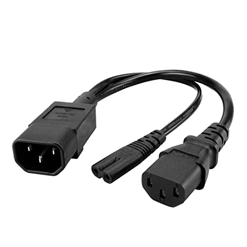 IEC 320 C14 to C13+C7 Y Split Short Power Adapter Cord IEC 320 C14 Male to C13/C7 Female Y Split Power Cord 0.32M/1FT (C14 to C13+C7) - color: C14 to C13+C7