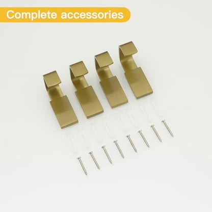 BESy Brass Clothes Hook Single Towel Hook for Bathroom Kitchen Garage Square Style Robe Hooks Coat and Hat Hook, Wall Mounted with Screws, Four Packs, Brushed Gold - color: Brushed Gold, size: 4 Pack