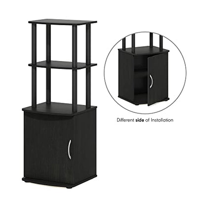 Furinno Turn-N-Tube Tall TV Entertainment Side Table Display Rack with Storage Cabinet, 2-Tier, Blackwood/Black - color: Blackwood/Black, size: 2-Tier Cabinet