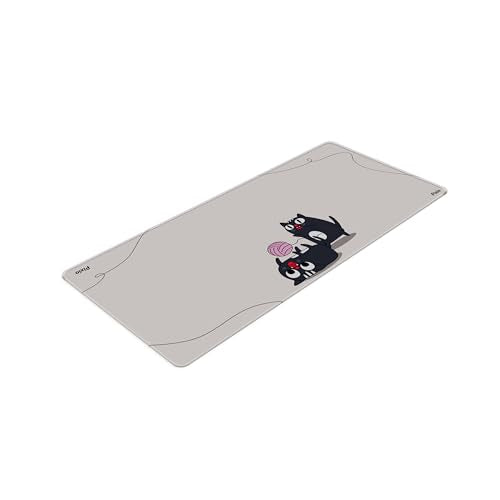 Pixio Mouse Pads - 36 x 16 inch XXL Playful Cats (Center) Beige Multifunctional Large Desk Mats for Gaming, Office, Desktop Anti-Slip Waterproof Washable Computer Mouse Mat - color: Beige Playful Cats (Center)