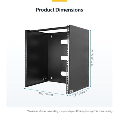 StarTech 14U 19in Wall-Mount Network Rack, 14in, 77lb (RACK-14U-14-BRACKET) - size: 14U