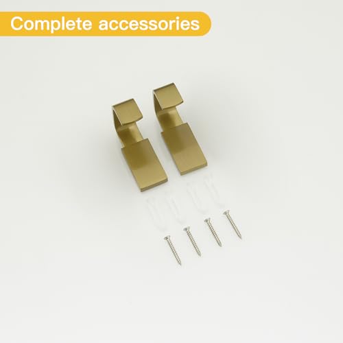 BESy Brass Clothes Hook Single Towel Hook for Bathroom Kitchen Garage Square Style Robe Hooks Coat and Hat Hook, Wall Mounted with Screws, Two Packs, Brushed Gold - color: Brushed Gold, size: 2 Pack