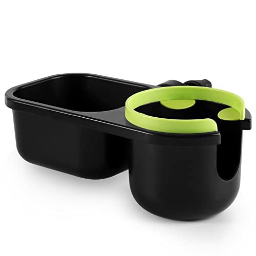 Accmor Stroller Cup Holder with Tray, Universal Cup Holder Tray for Uppababy Nuna Doona Strollers, Bottle Drinks Holder for Stroller, Wheelchair, Walker - style: Tray-2 in-1-Green