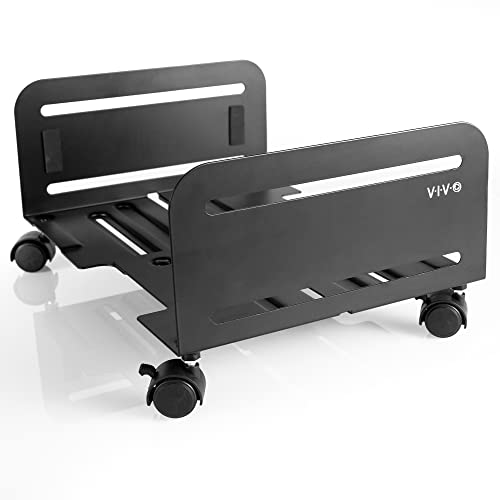 VIVO Large Computer Tower Desktop ATX-Case, CPU Steel Rolling Stand, 7.8 to 14 inch Wide Adjustable Mobile Cart Holder with Locking Caster Wheels, Gaming PC Holder, Black, CART-PC01L - style: Full Tower Cart