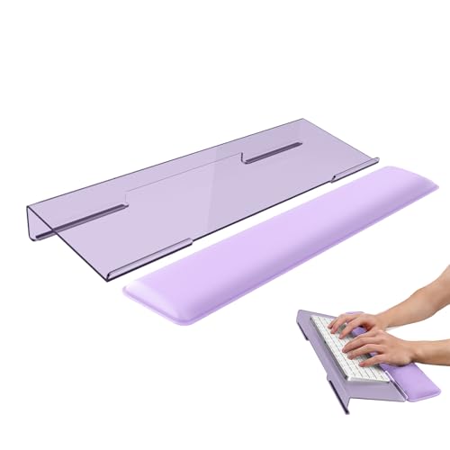 Computer Keyboard Stand and Wrist Rest Set, Keyboard Holder with Wrist Pad, Computer Wrist Support Pad, Keyboard Riser Holder with Wrist Pad for Office Home (Purple) - color: Purple