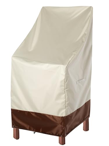 RosieLily Patio Chair Covers High Back Outdoor Bar Stool Covers (1 Pack-Beige & Brown, 25.2"W x 25.2"D x 47.24"H) - color: 1 Pack-Beige & Brown, size: 25.2"W x 25.2"D x 47.24"H
