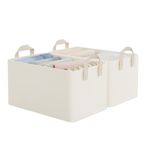 StorageWorks Closet Storage Bins, Storage Baskets for Shelves, Closet Organizers and Storage Bins with Metal Frame, Handles, Beige, Cool Silky Fabric, 2-Pack - color: Beige(Cool Silky Fabric), size: 14 ¾" L x 10 ¼" W x 8 ¼" H