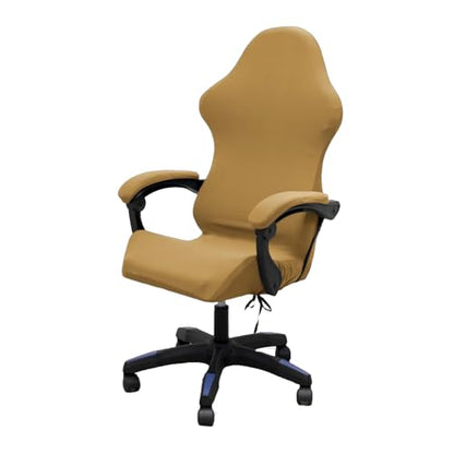 Gaming Chair Cover Set with Armrest Covers, Stretch Ruffled Slipcover for Racing Office Computer Reclining Chairs (Camel) - color: Camel