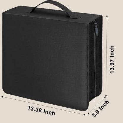 DVD CD Storage Binder with Handles - Holds 136 Discs & 68 Booklet Pockets, PU Leather Cover for Blu-ray Movies, Music CDs, Audio Disks, Portable Media Organizer - size: 136 Discs Capacity