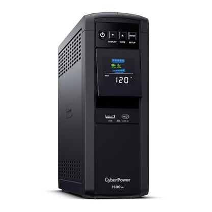 CyberPower CP1500PFCLCD PFC Sinewave UPS Battery Backup and Surge Protector, 1500VA/1000W, 12 Outlets, AVR, Mini Tower, UL Certified - size: 1500VA, style: Mini-Tower