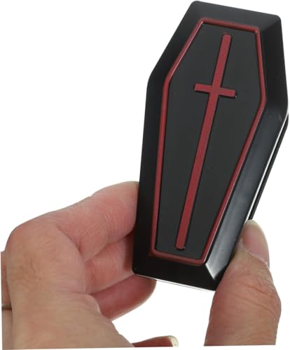 Coffin Shaped Decorative Storage Boxes, Set of 4, Black with Red Accents