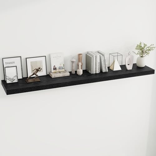 Dreamland 72 Inches Floating Shelves for Wall, 9.8" Deep Long Floating Shelves Set of 1, Large Display & Storage Shelf, Wall Shelf for Bathroom Bedroom Living Room Kitchen Office, Black - color: Black, size: 72"W x 10"D, Set of 1