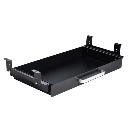 Under Desk Drawer Organizer 21" Black Upgraded with Adjustable Brackets, Sliding Pull-Out Under Table Pencil Drawer, Office Standing Desk Attachment for Workbench - color: Black_4 Modes