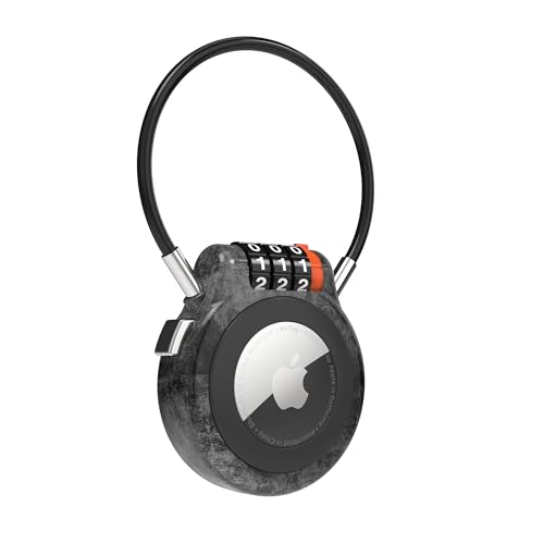 AirTag Holder with Combination Lock, Metal AirTag Lock Case Compatible with Apple Finder, Secure Tracker Tag Case Mount for Luggage, Suitcase, Backpack, Car, Outdoor Travel Gear Tracking - color: Gun Grey