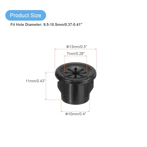 uxcell 30Pcs Cable Grommets, Snap Bushing Grommet for Holes with 0.4"(10mm) Mounting, Round Nylon Snap in Cable Desk Grommet for Cables and Cords Management, Black - size: 10mm