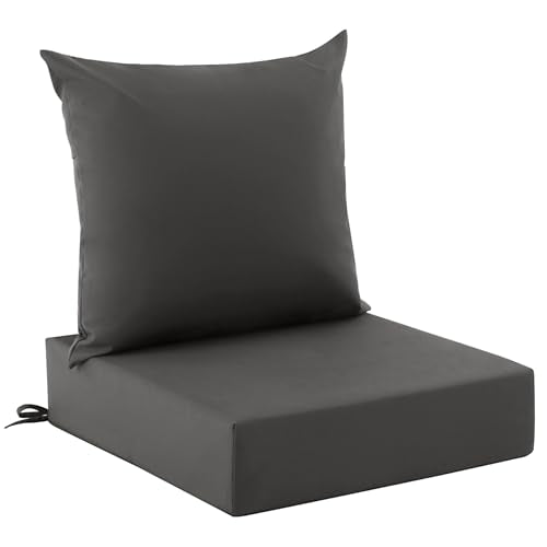 Outdoor Cushions for Patio Furniture, Outdoor Seat Cushion Set 24 x 24 x 4 Inch, Waterproof & Fade Resistant Outdoor Chair Cushions, Deep Patio Chair Cushion with Removable Cover, Dark Grey - color: Dark Grey, size: 24*24+4/25*22.5"
