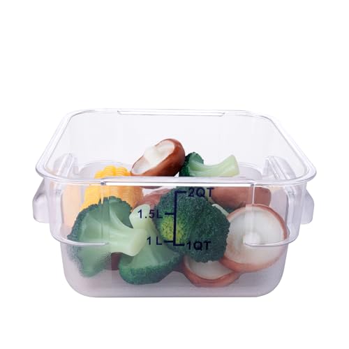 2 Pack RED Square Food Storage Container With Lid,Commercial Storage Box With Scale & Handle,Cake Making,Dough Marinating Meat,Kitchen Supplies (2 Quart) - size: 2 Quart-RED LID & MEASURING LINE