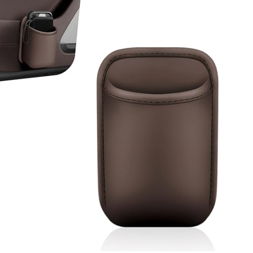 Car Door Hanging Cup Holder, Large Clip-On Car Seat Side Cup Holder, Leather Waterproof Back Seat Storage Organizer Accessories, Universal for Most Cars, SUVs, Trucks (Brown) - color: Brown