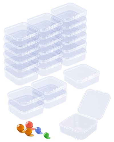 Small Plastic Case, 24 Pack Clear Plastic Beads Storage Containers Clear Craft Storage Boxes Mini Storage Containers For Small Items, Crafts, Jewelry, Hardware (3.7 x 3.7 x 1.2 inches) - size: 3.7 x 3.7 x 1.2 inches