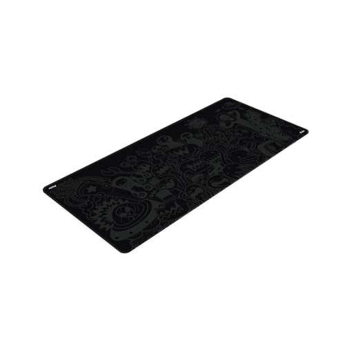 Pixio Mouse Pads - 36 x 16 inch XXL Monster Doodle Black Multifunctional Large Desk Mats for Gaming, Office, Desktop Anti-Slip Waterproof Washable Computer Mouse Mat - color: Black Monster Doodle