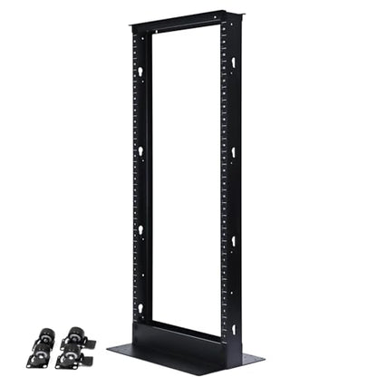 Aeons 25U 2 Post Open Frame Server Network Relay Rack for 19 Inch Networking Data & IT Devices A/V Equipment, Durable 2-Post Rack 25 U Aluminum Extrusion, Black - style: 25U-2Post-AL