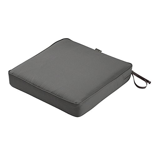 Classic Accessories Montlake Water-Resistant 17 x 17 x 3 Inch Square Outdoor Seat Cushion, Patio Furniture Chair Cushion, Light Charcoal Grey, Outdoor Cushion Cover - color: Light Charcoal, size: 17"W x 17"D x 3"Thick