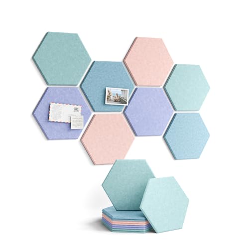 Fluxynara Hexagon Cork Board Alternative for Walls Decor-8-Pack Felt Bulletin Board Tiles,with 50 Adhesive Tabs for Office,Classrooms & Home Pin Board Felt Board-Coastal Haze - color: Coastal Haze-1, size: 8-Pack