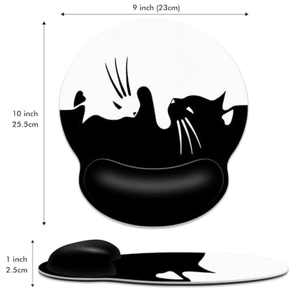 Ergonomic Mouse Pad with Wrist Support,White and Black Cat Mouse Pad with Wrist Rest,Relieve Wrist Pain Mousepad Non-Slip Rubber Base,Mouse Pads for Desk,Computers,Laptop,Office,Home,Accessories - color: White And Black Cat