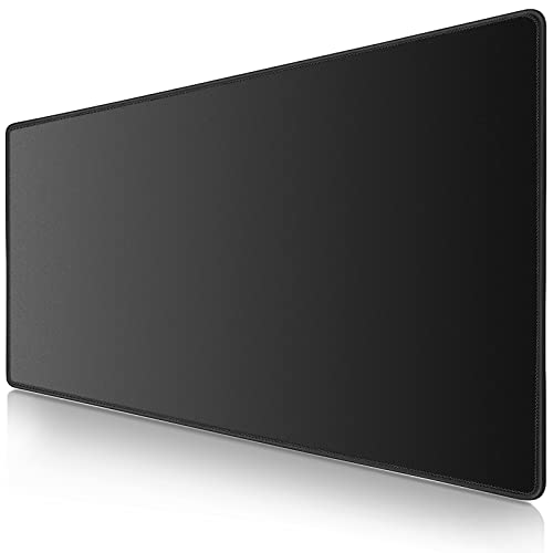 Canjoy Gaming Mouse Pad (31.5x15.7in) 3mm Thickness XX-Large Extended Mousepad Big Computer Keyboard Full Desk Mousepad with Anti-Slip Base Anti-Fray - color: Black