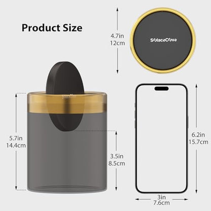 Desktop Trash can with Lid,0.4 Gal Stainless Steel Counter Top Trash Can Mini Bathroom Trash Can for Car,Office,Kitchen,Desk,a Roll of Trash Bag(Black) - color: Black