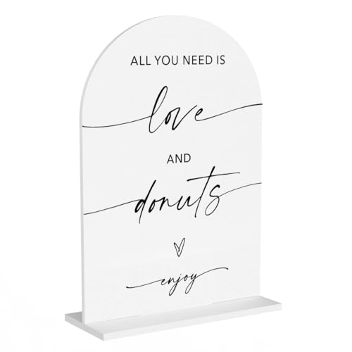 Love and Donuts Sign Dessert Table Sign Dessert Bar Snack Bar Donuts Lover Engagement Bridal Shower Decor for Ceremony Party Reception Table Decor 5 x7 Inch - color: Love and Donuts