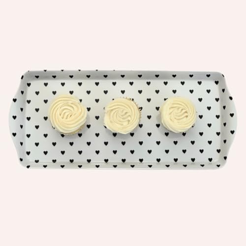 Sprinkles & Confetti Black Heart Melamine Serving Tray with Handles, Lightweight Shatter-Resistant, BPA-Free, Dishwasher Safe - Serving Tray for Charcuterie, Desserts & Parties - color: Black Heart