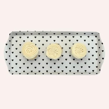 Sprinkles & Confetti Black Heart Melamine Serving Tray with Handles, Lightweight Shatter-Resistant, BPA-Free, Dishwasher Safe - Serving Tray for Charcuterie, Desserts & Parties - color: Black Heart