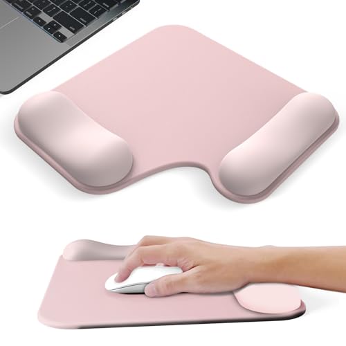 Ergonomic Mouse Pad with Gel Wrist Rest (1" & 1.2" Dual Height) - Cute Mouse Pads Compact Mousepad Desk Mat Office, Gaming & Carpal Tunnel Relief | Non-Slip Rubber Base Pale Pink - color: Pale Pink